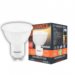Светодиодная диммируемая лампа Brawex GU10 7W 3000K MR16 220-240 630Lm 120° 4113G-PAR16k1T-7L