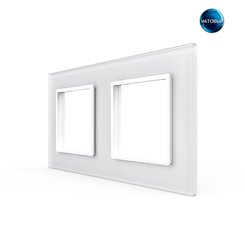 Купить Рамка для розетки Livolo 2 поста, цвет белый матовый, стекло BB-C7-SR/SR-11 MT в rum24.ru