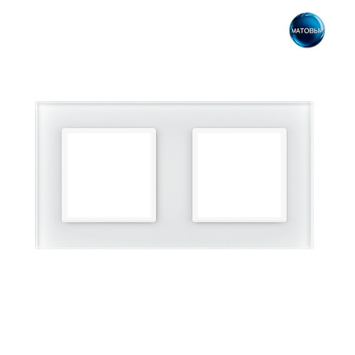 Купить Рамка для розетки Livolo 2 поста, цвет белый матовый, стекло BB-C7-SR/SR-11 MT в rum24.ru фото: 1