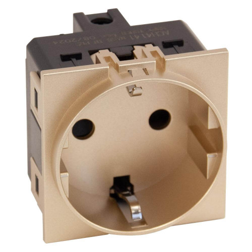 Купить Механизм розетки с заземлением со шторками винтовой зажим 16A шампань матовый ACH4141 в rum24.ru