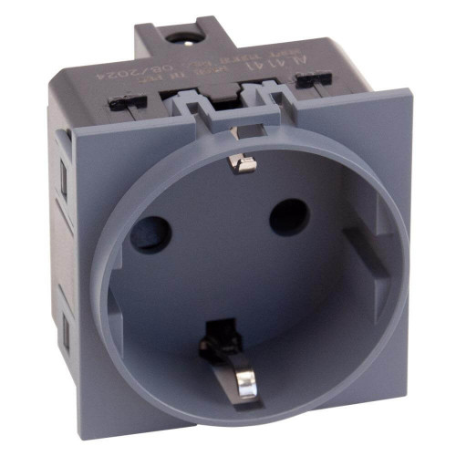Купить Механизм розетки с заземлением со шторками винтовой зажим 16A грифель матовый AL4141 в rum24.ru