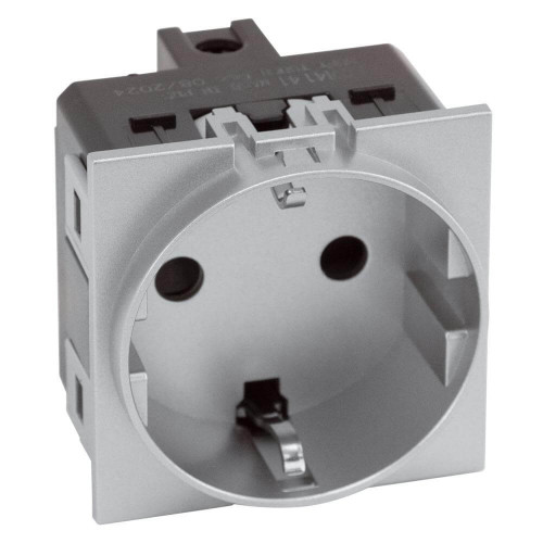 Купить Механизм розетки с заземлением со шторками винтовой зажим 16A серый матовый AS4141 в rum24.ru