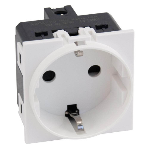 Купить Механизм розетки с заземлением со шторками винтовой зажим 16A белый матовый AW4141 в rum24.ru