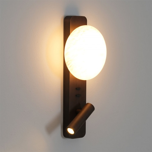 Купить Настенный светильник из алебастра темн. латунь ODEON LIGHT ALBERGO 9W 2700K  в rum24.ru