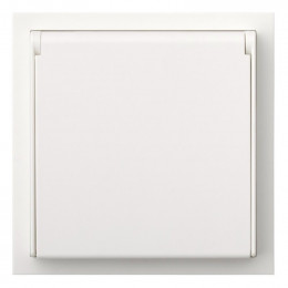 Розетка с крышкой винтовой зажим Rikett (механизм + накладка) белый матовый 35946 MW