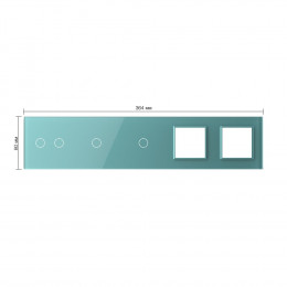 Панель для 3-х сенсорных выключателей и 2-х розеток Livolo, 4 клавиши (2+1+1), цвет зеленый, стекло BB-C7-C2/C1/C1/SR/SR-18