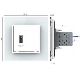 Розетка USB LIVOLO с блоком питания 5В 2.1А белая VL-C791USB-11