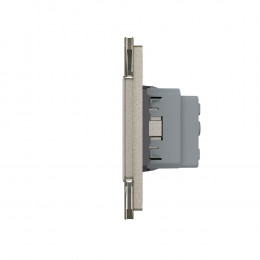 Двухклавишный сенсорный выключатель с розеткой Livolo, 2 поста, цвет шампань VL-C702/C7C1EU-16