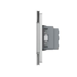 Сенсорный выключатель Livolo 2 клавиши (1-1) с розеткой Livolo, 3 поста, цвет серый