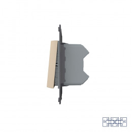 Двухклавишный перекрестный механический выключатель Livolo, цвет золотой (механизм), VL-C7-K2SS-13