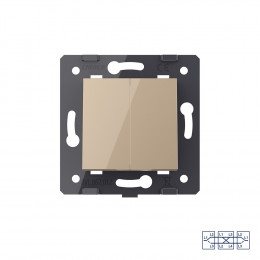 Двухклавишный перекрестный механический выключатель Livolo, цвет золотой (механизм), VL-C7-K2SS-13