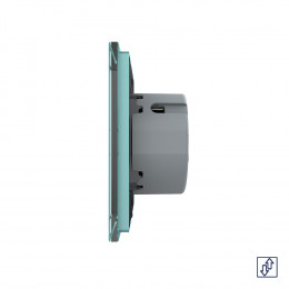 Сенсорный выключатель для жалюзи Livolo 2 клавиши 1 модуль Зеленый VL-C702W-18