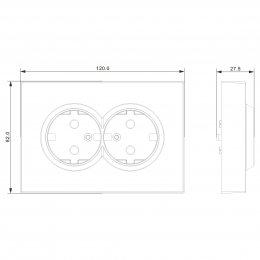 Накладка для розетки 2-й с заземлением, со шторками 16A 250 В~, матовый титан, серия A07 DE22245