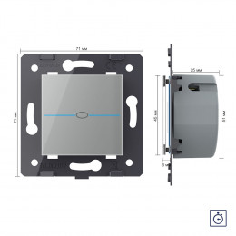 Одноклавишный сенсорный выключатель с таймером Livolo Quadro, цвет серый (механизм)