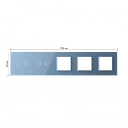 Панель для 2-х сенсорных выключателей и 3-х розеток Livolo, 4 клавиши (2+2), цвет синий, стекло
