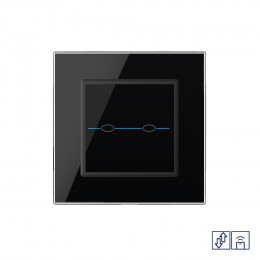 Сенсорный радиоуправляемый выключатель для жалюзи Livolo Quadro 2 клавиши 1 модуль Черный VL-Q702WR-12