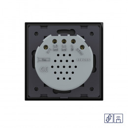 Сенсорный радиоуправляемый выключатель для жалюзи Livolo Quadro 2 клавиши 1 модуль Черный VL-Q702WR-12