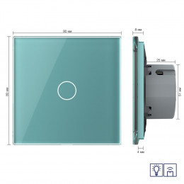 Одноклавишный сенсорный диммер Livolo с функцией радиоуправления, 1 пост, цвет зеленый