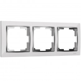 Рамка из поликарбоната на 3 поста Snabb белый/хром