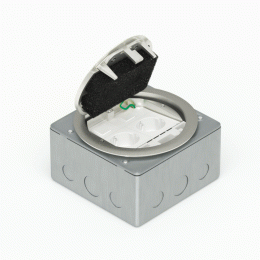 Лючок в пол 4 мод. (2 мод. 45х45 мм.), серебро, круглый, металл, IP65 DFB4MZNC