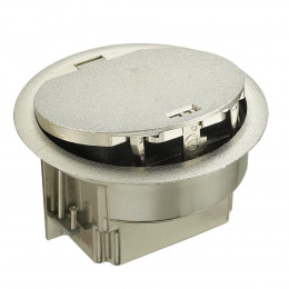 Лючок в пол 4 мод. (2 мод. 45х45 мм.), серебро, круглый, металл, IP65 DFB4MZNC