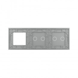 Панель тройная: 2 выключателя + 2 выключателя + 1 розетка Серая
