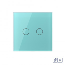 Сенсорный радиоуправляемый выключатель для жалюзи Livolo 2 клавиши 1 модуль Зеленый VL-C702WR-18