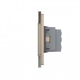 Сенсорный выключатель Livolo 3 клавиши (1-2) с розеткой Livolo, 3 поста, цвет золотой