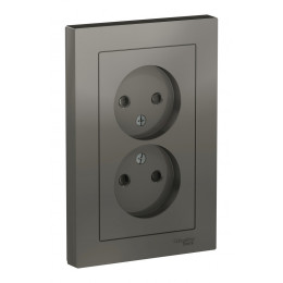 Розетка Schneider Electric Atlasdesign Сталь двойная без заземления со шторками,16А, в сборе ATN000922