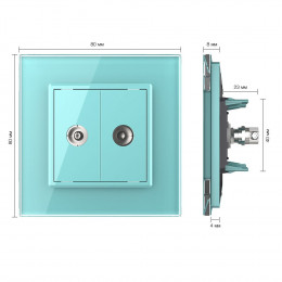 Розетка телевизионная двойная Livolo, 1 пост, цвет зеленый