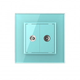 Розетка телевизионная двойная Livolo, 1 пост, цвет зеленый