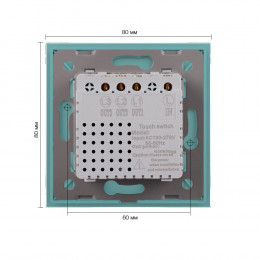 Трехклавишный сенсорный выключатель Livolotouch EU стандарт, 1 пост, цвет зеленый