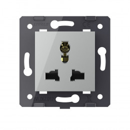 Розетка электрическая универсальная с заземлением защитными шторками 16A Livolo, цвет серый (механизм) VL-FCT22 16A-2IP