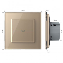 Сенсорный выключатель Livolo Quadro 1 клавиша 1 пост Золотой VL-Q701-13