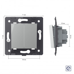 Двухклавишная механическая кнопка (звонок) Livolo, цвет серый (механизм), VL-C7-K2H-15