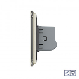 Двухклавишный проходной/перекрестный сенсорный диммер Livolo, 1 пост, цвет жемчужный