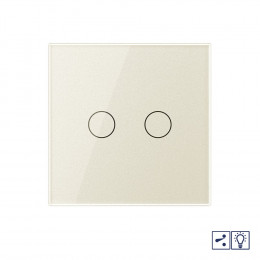 Двухклавишный проходной/перекрестный сенсорный диммер Livolo, 1 пост, цвет жемчужный