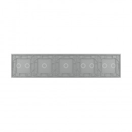 Панель для пяти сенсорных выключателей Livolo, 8 клавиш (2+2+1+1+2), цвет серый, стекло