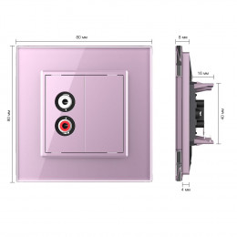Розетка аудио RCA "двойной тюльпан" одинарная Livolo, 1 пост, цвет розовый