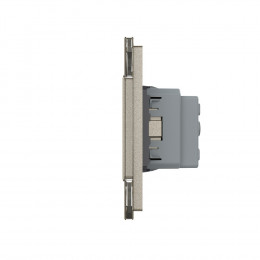 Розетка электрическая 16A Livolo, 2 поста, цвет шампань