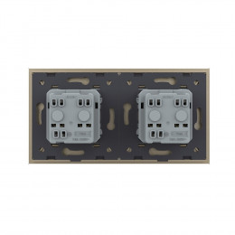 Розетка электрическая 16A Livolo, 2 поста, цвет шампань