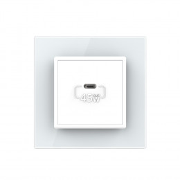 Розетка USB type C с блоком питания 45W Livolo 1 пост Белая VL-C7VUC-2WP