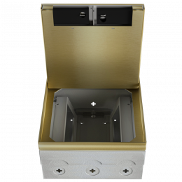 Лючок в пол 12 мод. (6 мод. 45х45 мм.) верт. установка, латунь, в уровень с напольным покрытием DFB12SBRLVL