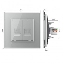 Розетка компьютерная двойная LIVOLO RJ-45 серая VL-C792C-15