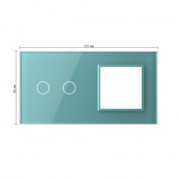 Панель для сенсорного выключателя и розетки Livolo, 2 клавиши, цвет зеленый, стекло
