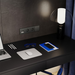 Розетка встраиваемая VOLTUM S70 с заземлением и защитными шторками, (титан) VLS040206