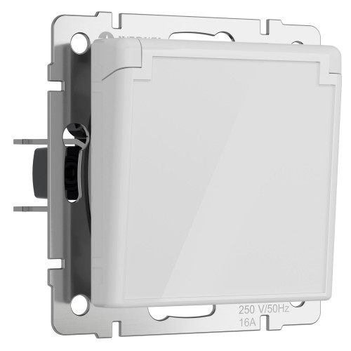 Купить Розетка влагозащ. с зазем. с защит. крышкой и шторками (белый акрил) Werkel W1171241 в rum24.ru