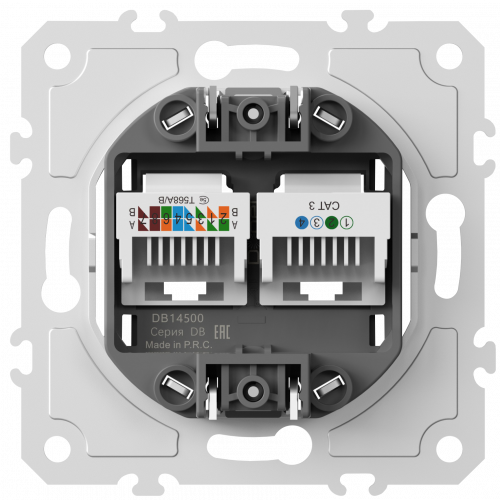Купить Механизм розетки RJ11 + RJ45 (двойная) cat.3/5e/ClassE-4/8, серия DB DB14500 в rum24.ru фото: 2