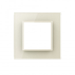 Рамка для розетки Livolo 1 пост, цвет жемчужный, стекло