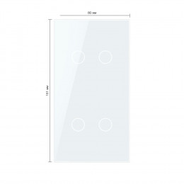 Панель вертикальная для двух сенсорных выключателей Livolo, 4 клавиши (2+2), цвет белый, стекло